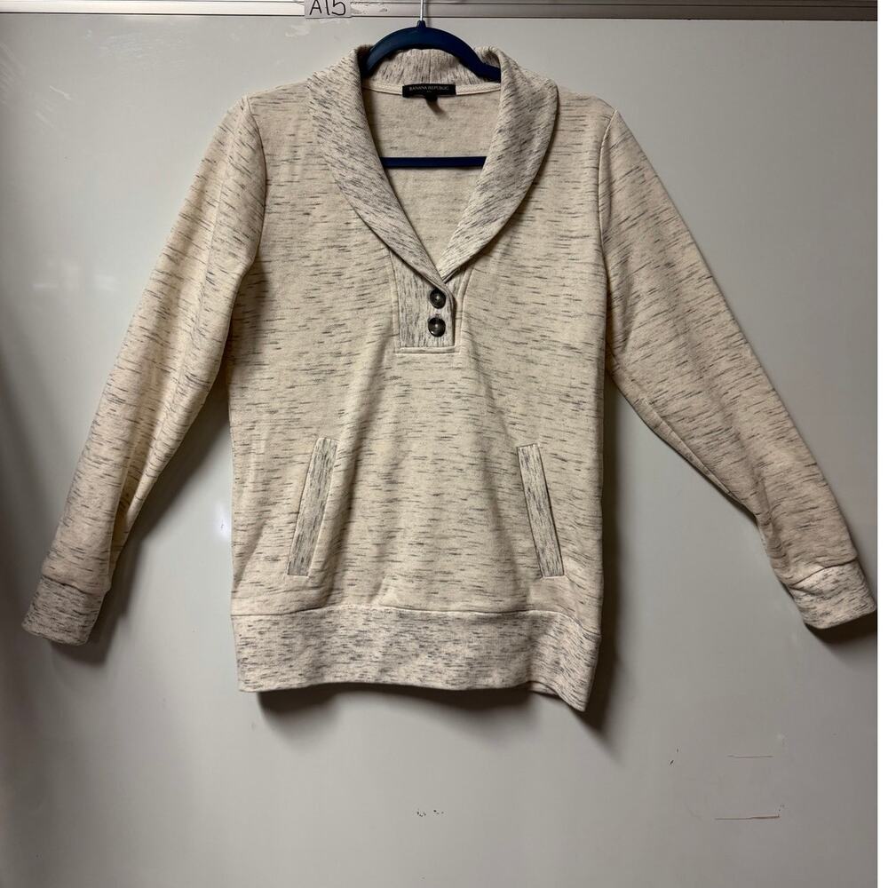 Banana Republic Women's Marled Shawl Collar Button Pullover Sweater Size Small